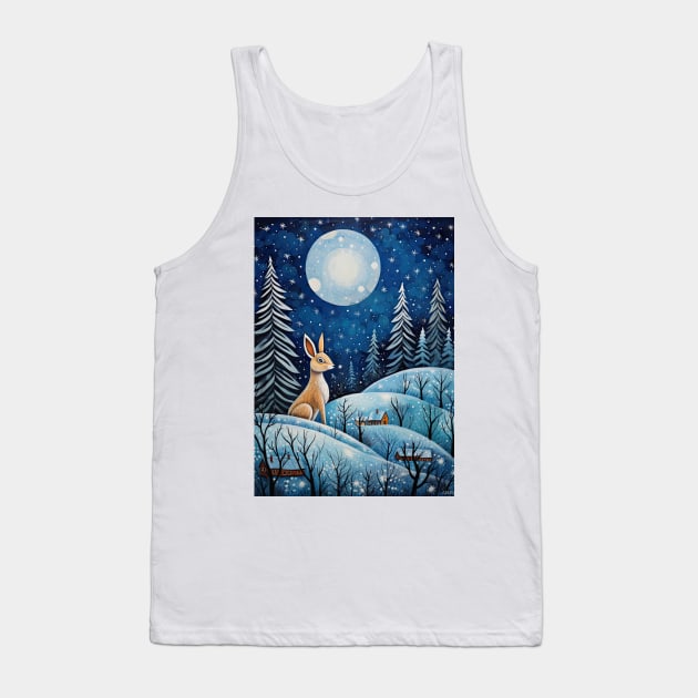 Moonlit Reverie: The Hare's Serenity Tank Top by thewandswant